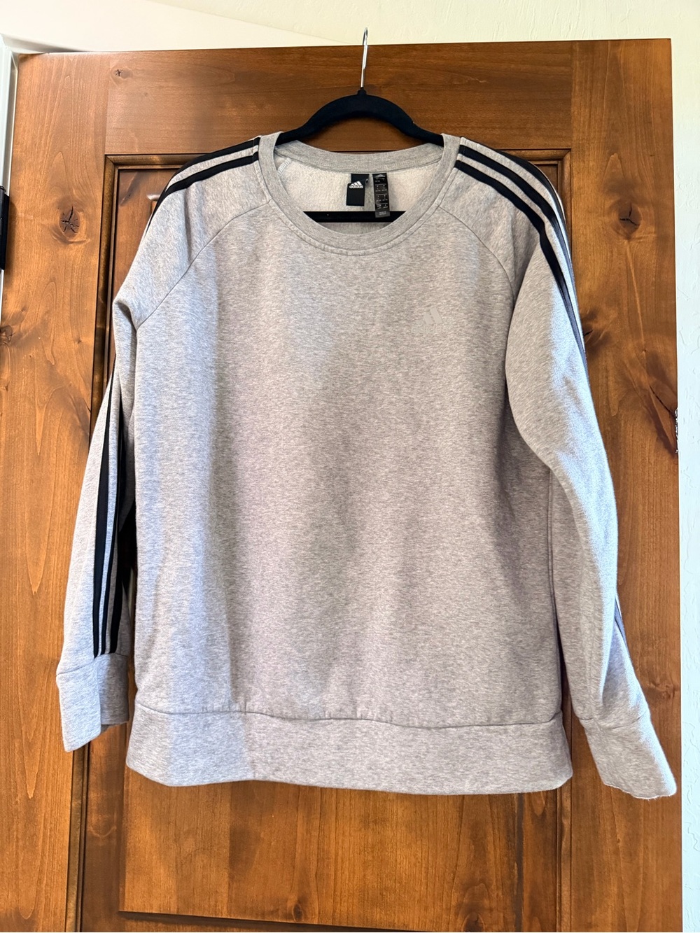 Adidas Grey Crewneck Sweatshirt with Black Stripe Detail